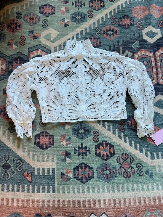 Avec Les Filles Tops - Avec Les Filles White Crochet Lace Long Sleeve Top
